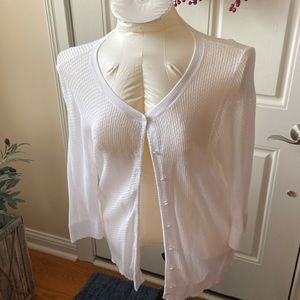 Talbots 1X loose mesh 3/4 sleeve cardigan